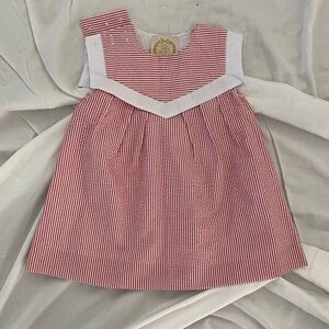 Beaufort Bonnet Red and White Striped Dress size 12/18M